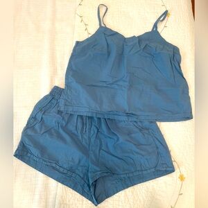 Dusty Blue 100 Percent Cotton Pajama shorts set by dip